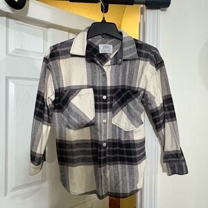 Zara Kids Checkered Shacket in Black and Cream